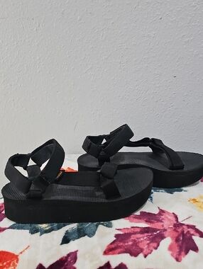 Teva Black Platform Strappy Sandals